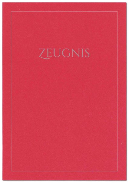 Premium Zeugnis-Überreichungsmappe rot metallic mit Silberdruck  - stilvoll und hochwertig mit Eindruck