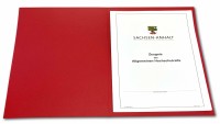 Premium Zeugnis-Überreichungsmappe rot metallic mit Silberdruck  - stilvoll und hochwertig mit Eindruck