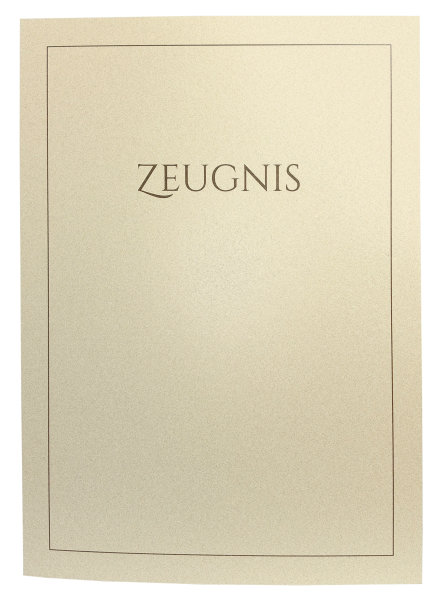 Premium Zeugnis-Überreichungsmappe elfenbein metallic + Druck braun