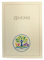 Premium Zeugnis-Überreichungsmappe elfenbein metallic + individuellem Eindruck