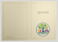 Premium Zeugnis-Überreichungsmappe elfenbein metallic + individuellem Eindruck