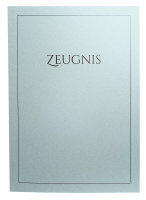 Premium Zeugnis-Überreichungsmappe pastellblau metallic + Druck schwarz