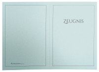 Premium Zeugnis-Überreichungsmappe pastellblau metallic + Druck schwarz