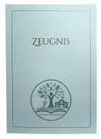 Premium Zeugnis-Überreichungsmappe pastellblau metallic + individuellem Eindruck