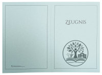 Premium Zeugnis-Überreichungsmappe pastellblau metallic + individuellem Eindruck