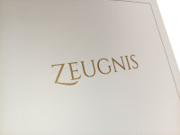 Innovative Überreichungs- und Präsentationsmappe elfenbein, CoffeeCup Paper + Druck gold