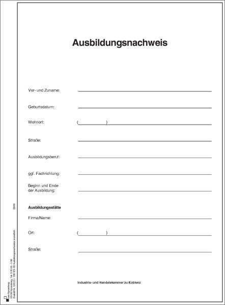 Ausbildungsnachweisblock