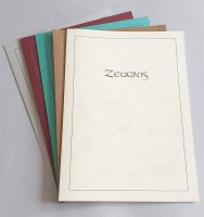 Überreichungsmappe weinrot, Rahmen silber, Titel schwarz, genarbter Karton