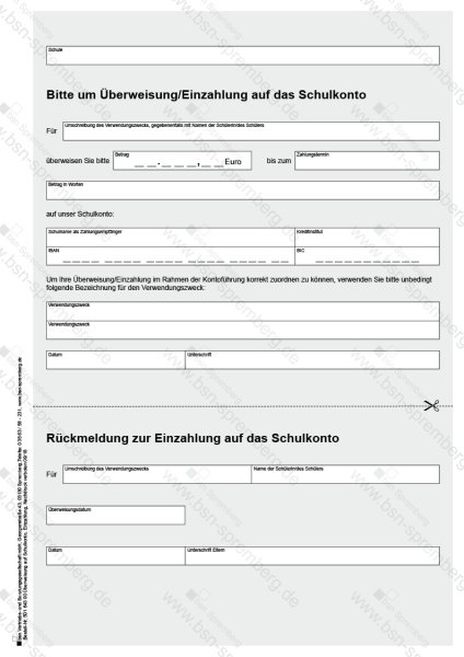 Überweisung auf Schulkonto