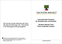 Schülerausweis weiß mit Wappen Sachsen-Anhalt, mehrsprachig, Karton