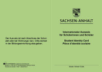 Schülerausweis grün mit Wappen Sachsen Anhalt,...