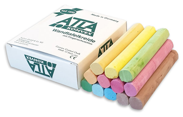 ATLA-Kreide 12-farbig, konvex, Karton a 12 Stück