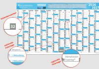 Schuljahres - Wandkalender XXL für das Schuljahr 2026/2027