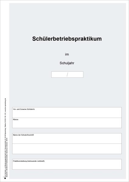 Schülerbetriebspraktikum, Block zur Dokumentation, Schuljahr 8 und 9, DIN A4, Sachsen-Anhalt